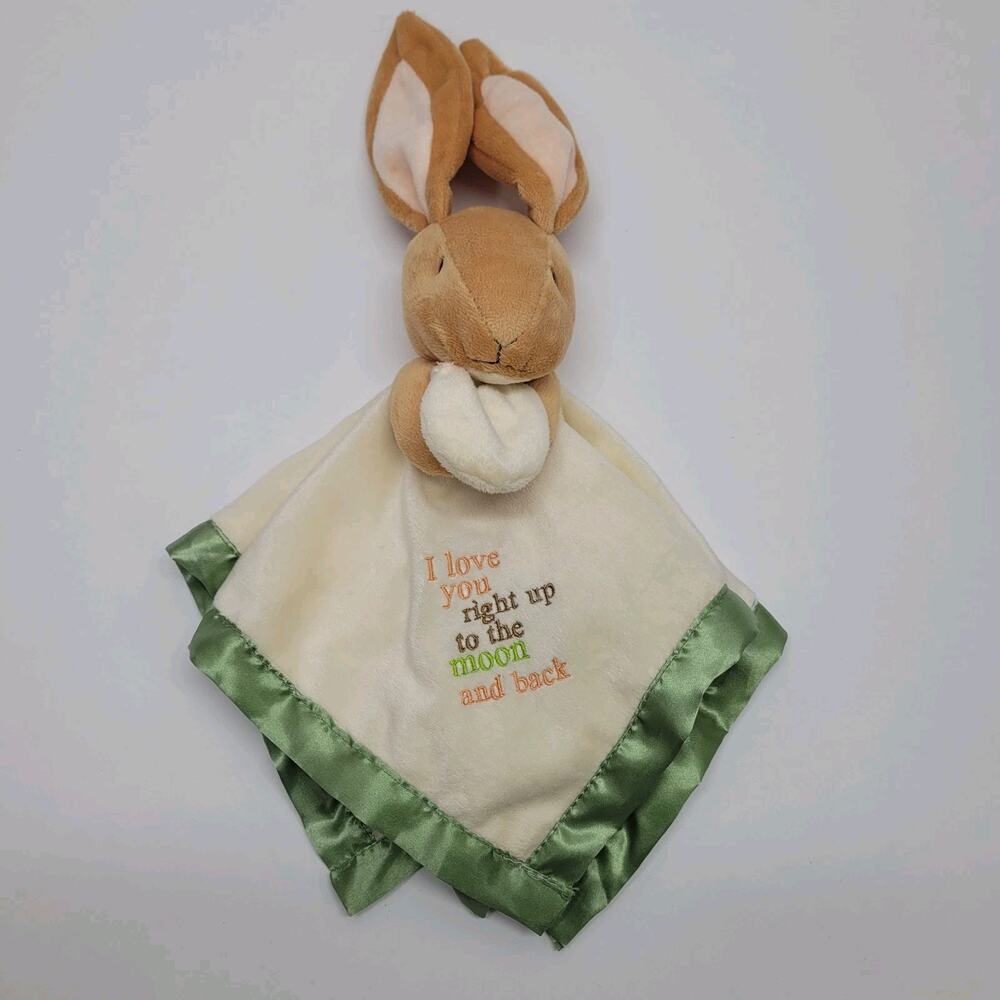Guess How Much I Love You Bunny Rabbit Plush Security Baby Blanket Lovey Green
